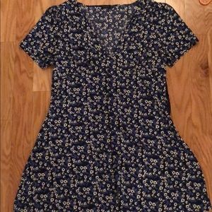 Blue Floral Retro Style Dress.